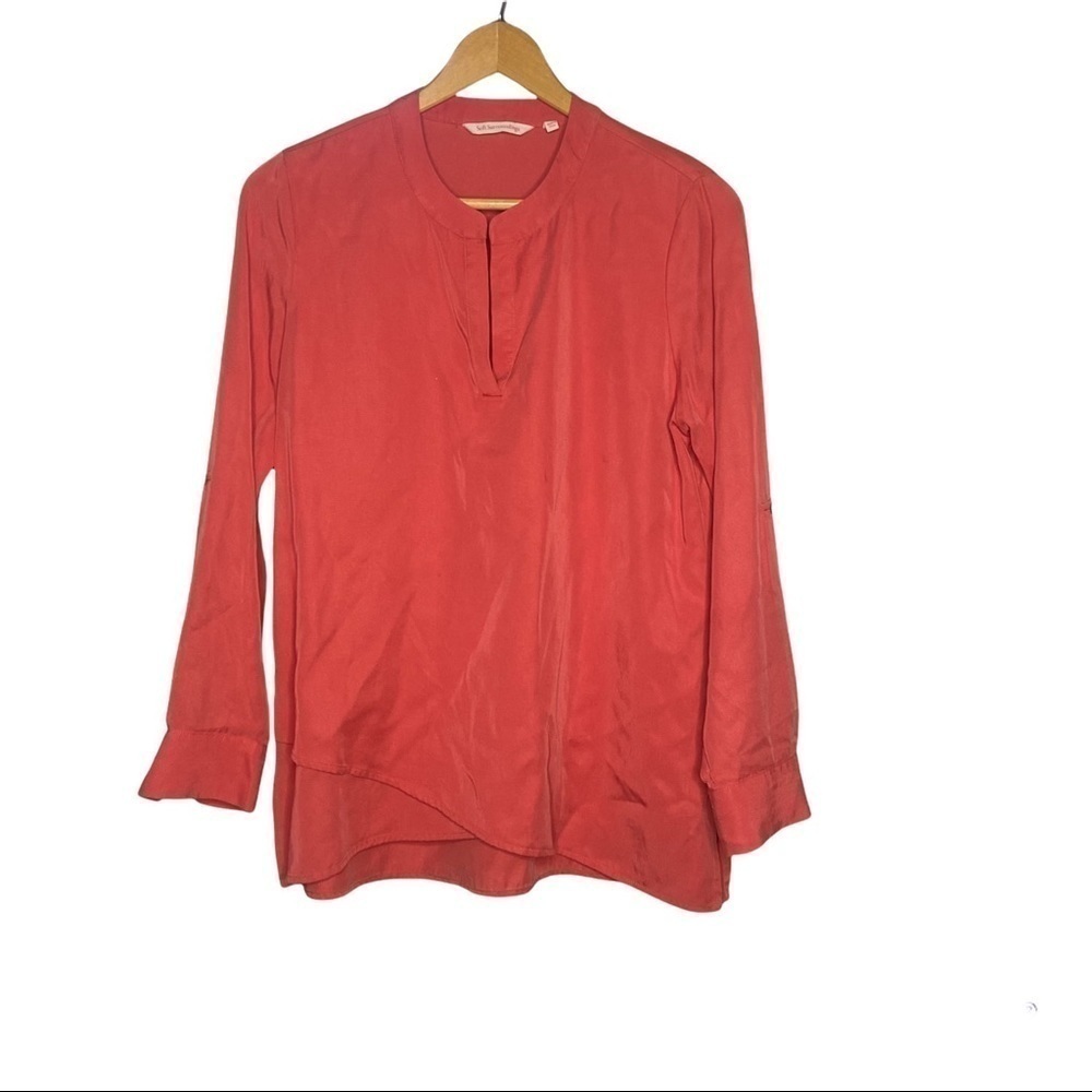 ** Soft Surroundings Asymmetrical Split Neck Tunic Burnt Orange Petite Small